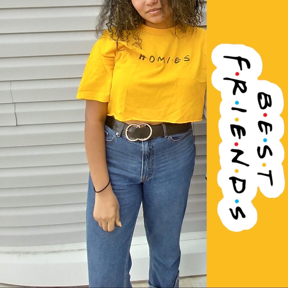 3/$30 Sale+free shipping Byproduct Yellow Cropped Graphic T-shirt Homies